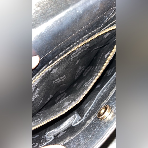 Black MCM Leather Tote Bag Gold Hardware Shoulder Bag - Picture 9 of 12